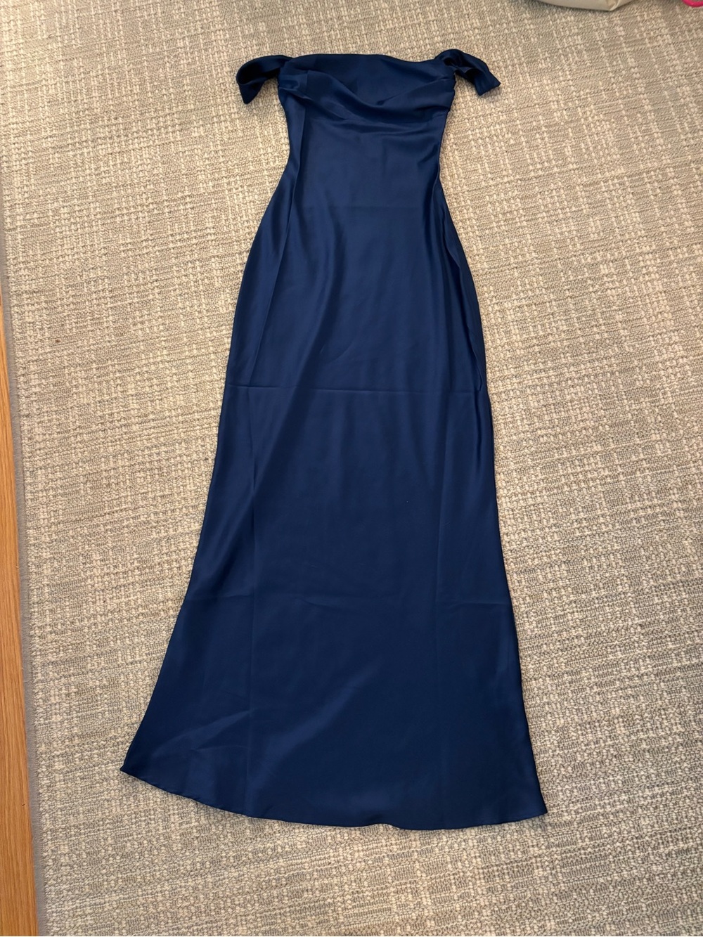 Beginning Boutique Navy Off-Shoulder Maxi Dress